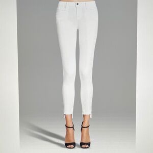 FRAME Le Skinny de Jeanne Raw Stagger Hem Jeans White Size 31 NWT